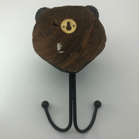 Wood Bear Head Coat Hanger Lodge Rustic Cabin - Picture 6 of 6